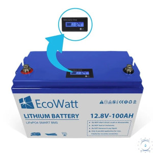 Акумулятор для ДБЖ EcoWatt LiFePO4 Smart BMS 12.8V 100Ah