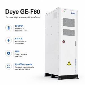 Система хранения энергии Deye GE-F60 61,44 кВт·ч 614,4 В 100 А·ч LiFePO4 IP55